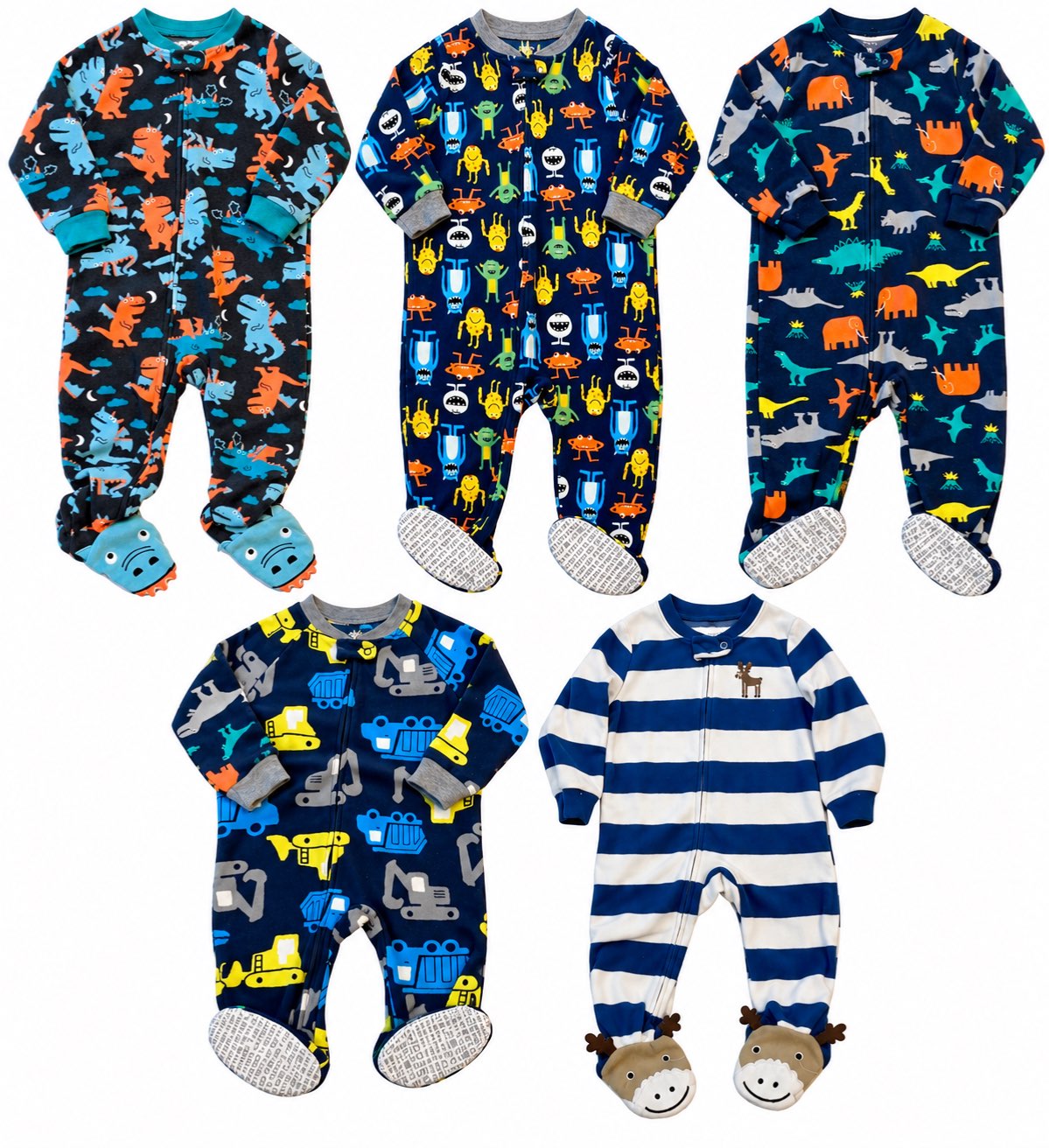 Lots of 5 footed fleece pajamas 2T, Kids 2T
