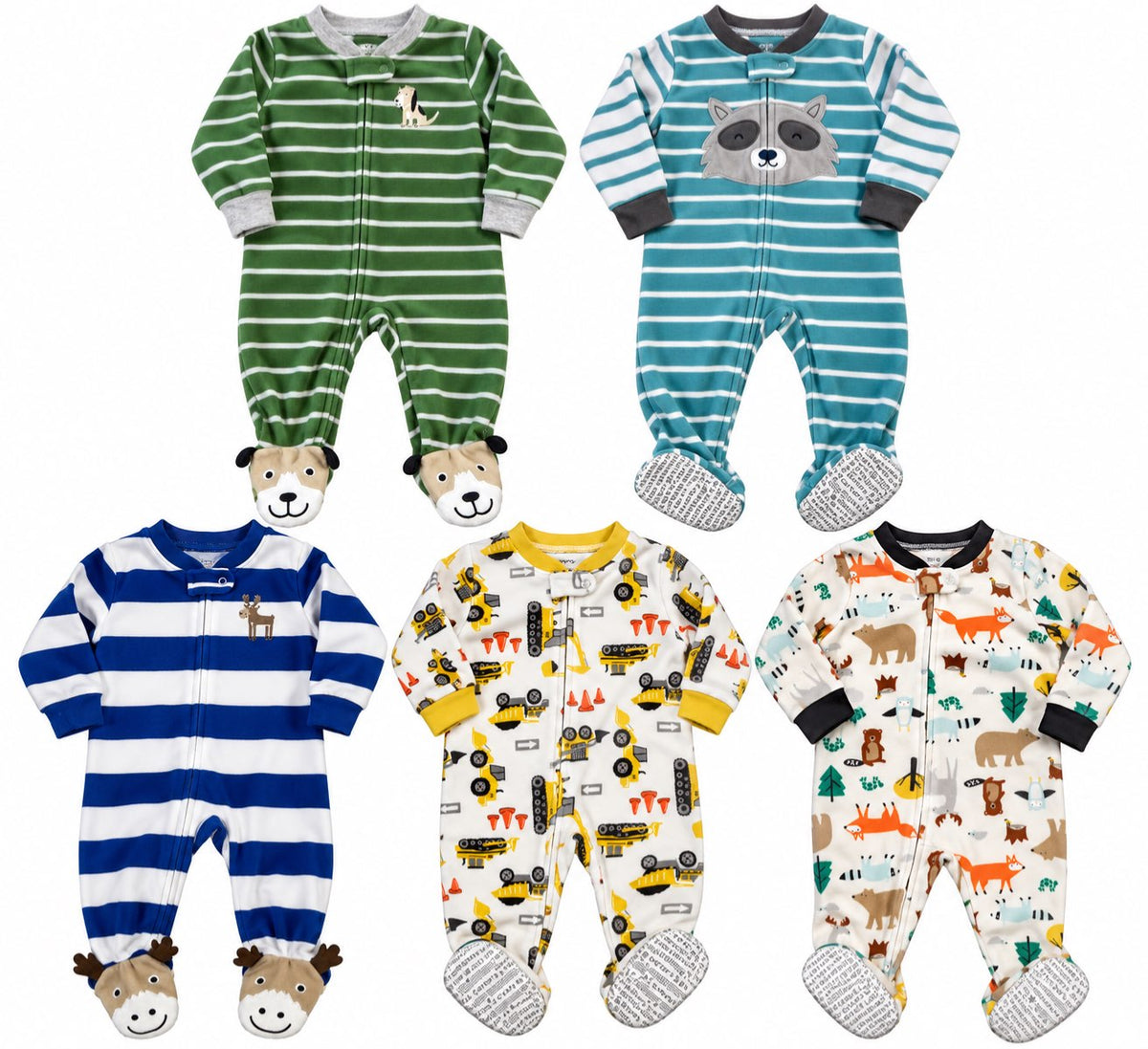 Lot of 5 footed fleece zip ups 2T , Kids 2T