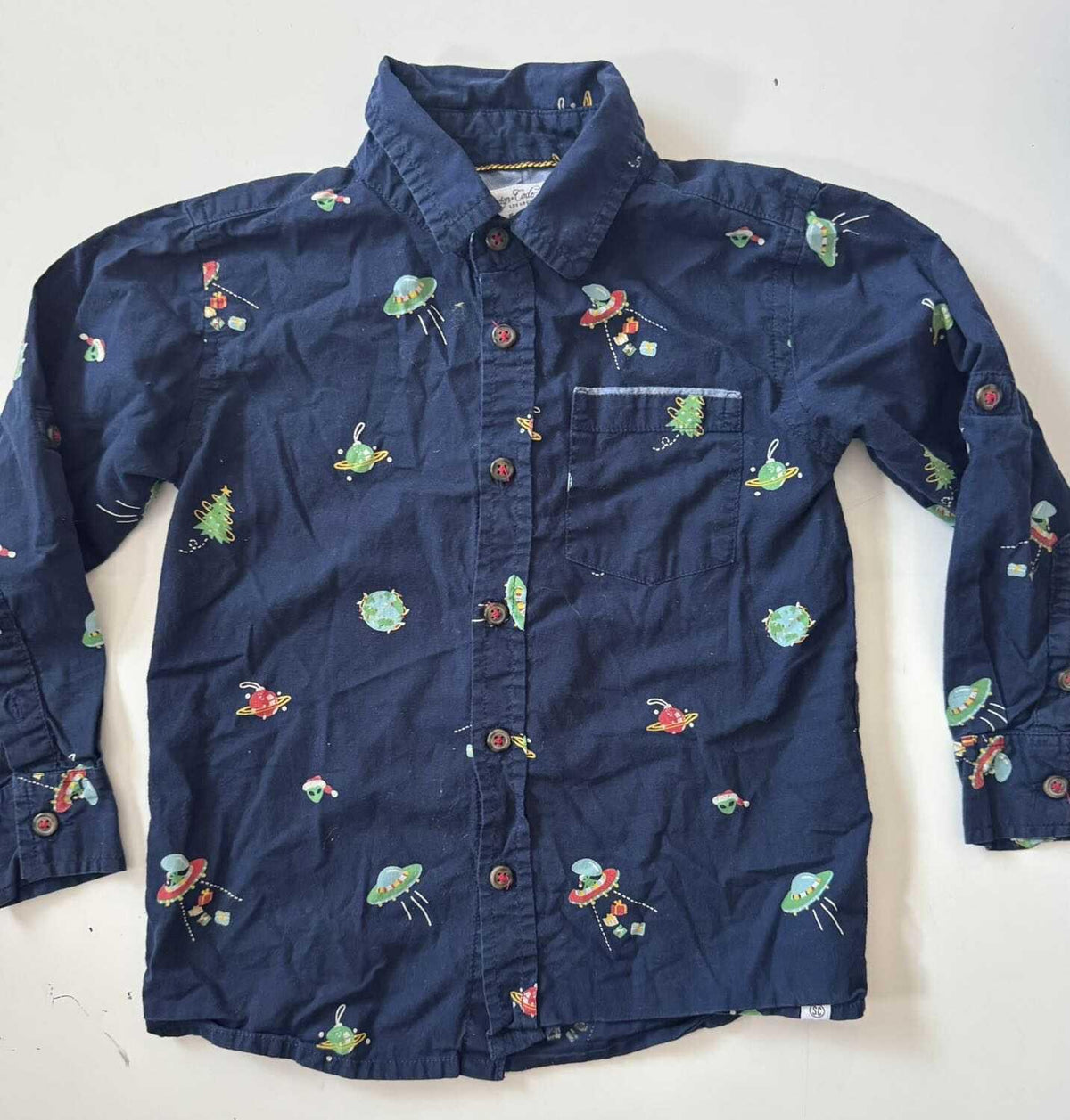 Sovereign Code alien Xmas button up  5T, Kids 5/5T