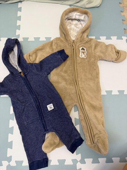 2pcs Onesie with Hoodie, Kids 3 Month (0-3M)