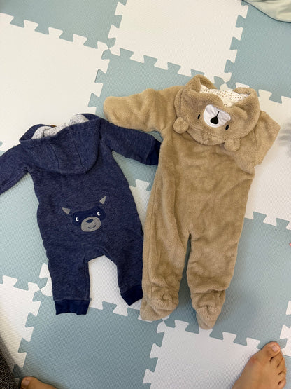 2pcs Onesie with Hoodie, Kids 3 Month (0-3M)