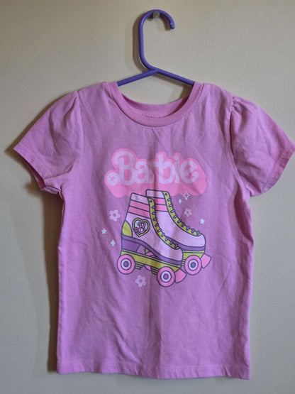 Girls Pink Barbie Rollerskating Tshirt 4T, Kids 4/4T