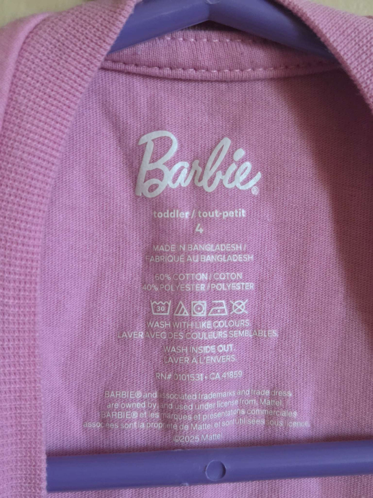 Girls Pink Barbie Rollerskating Tshirt 4T, Kids 4/4T