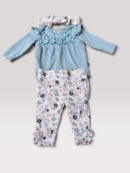 3-6m matching floral outfit , Kids 6 Month (3-6M)