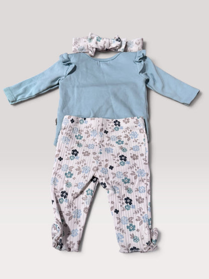 3-6m matching floral outfit , Kids 6 Month (3-6M)