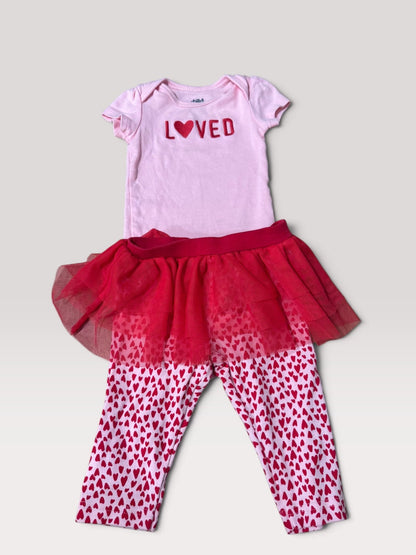 3-6m heart outfit with tutu, Kids 6 Month (3-6M)