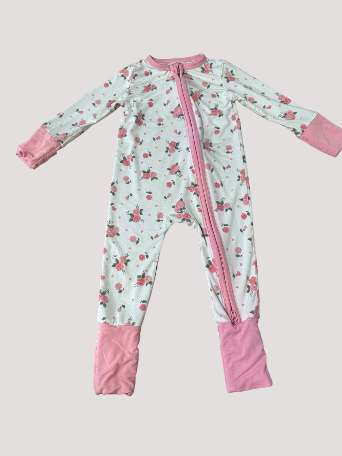 White and pink floral onesie, Kids 6 Month (3-6M)
