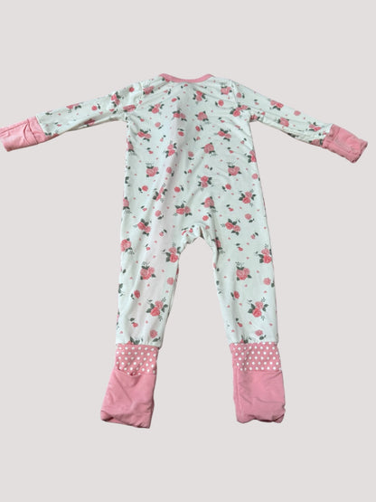 White and pink floral onesie, Kids 6 Month (3-6M)