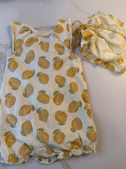 Lemon summer outfit with hat, Kids 9 Month (6-9M)