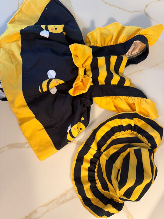 Bumble bee dress with hat 6-9months , Kids 9 Month (6-9M)