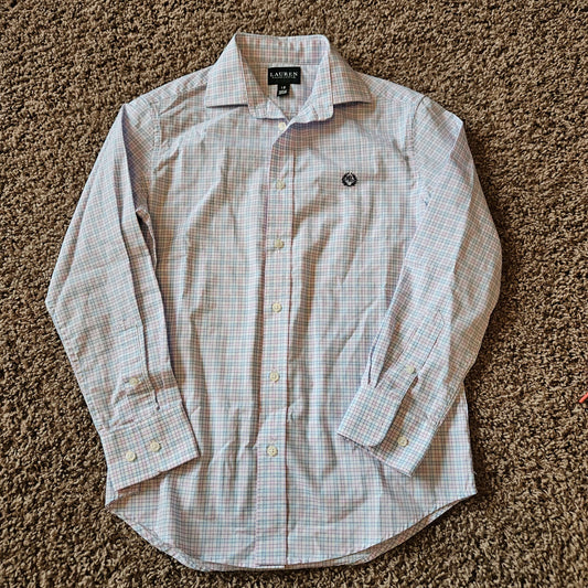 Boys, l/s dress shirt, sz 12, pink, Ralph Lauren , Kids 12 & 14 (large)