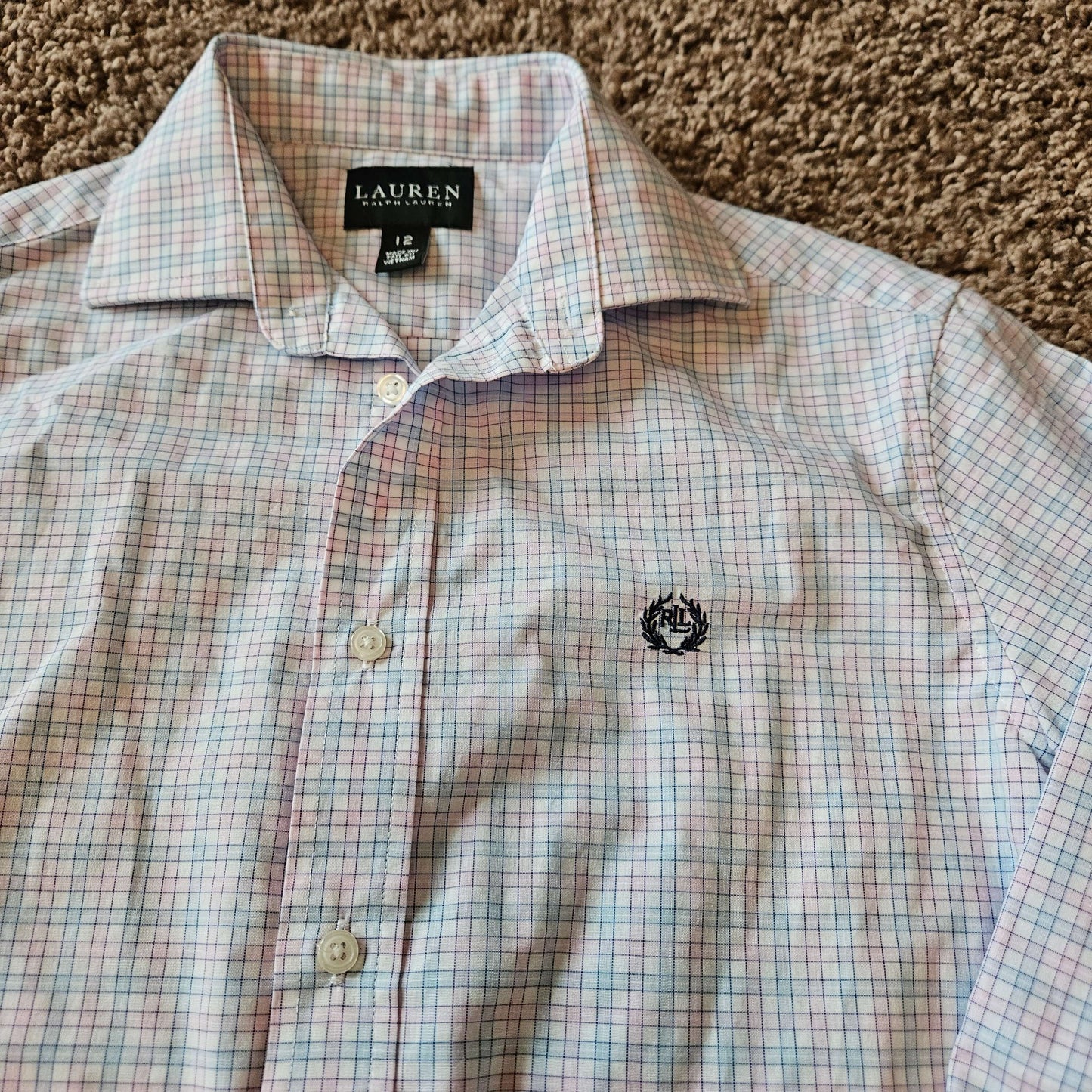Boys, l/s dress shirt, sz 12, pink, Ralph Lauren , Kids 12 & 14 (large)