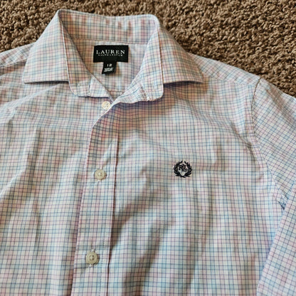 Boys, l/s dress shirt, sz 12, pink, Ralph Lauren , Kids 12 & 14 (large)