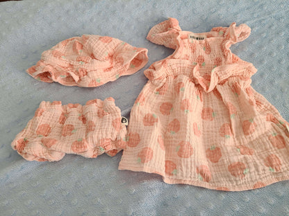 Rabbit bear 0-3 month pink dress with shorts , Kids 3 Month (0-3M)