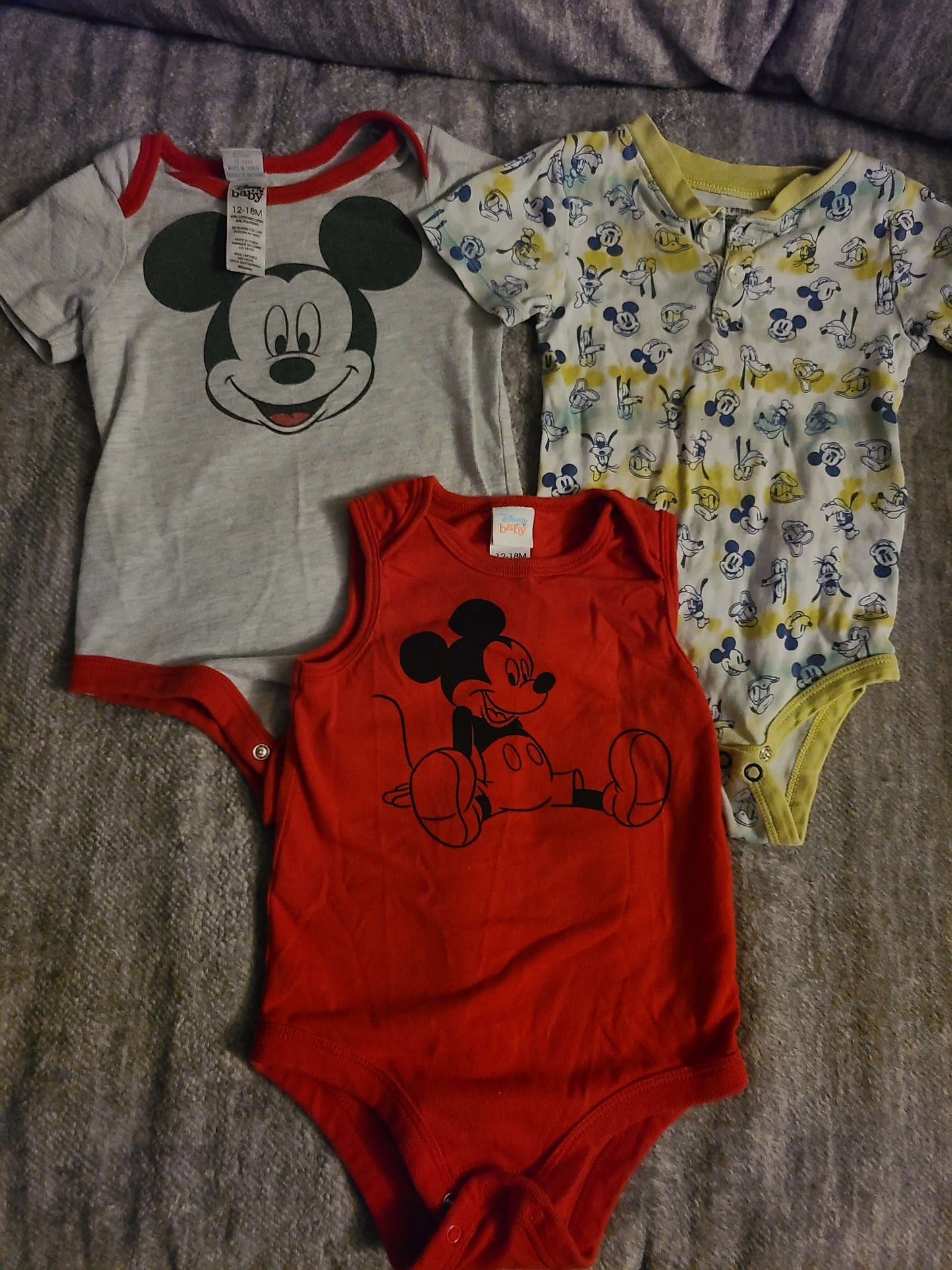 Disney 12 to 18 month onsies 3 pcs , Kids 18 Month (12-18M)
