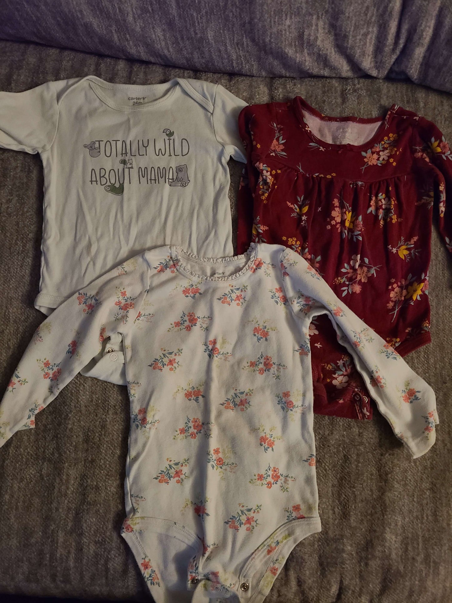 Carters 24 month long sleeve onsies 3 pcs, Kids 24 Month (18-24M)