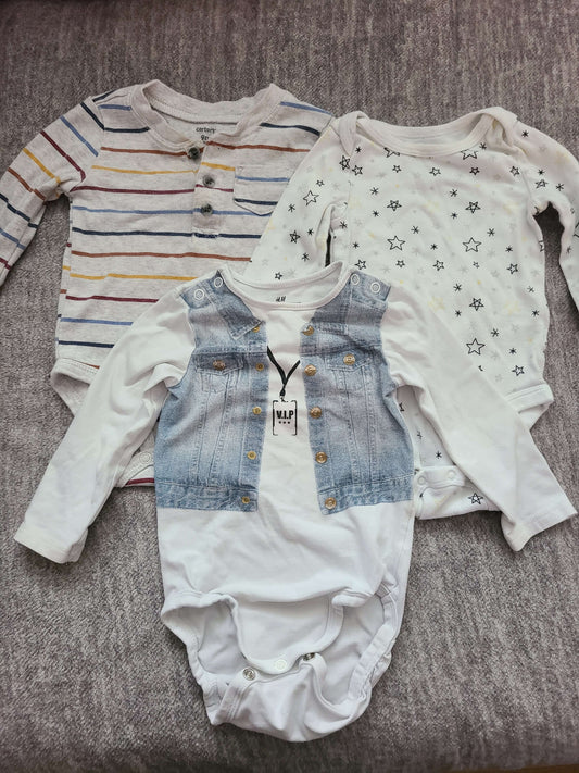 9 month long sleeve onsies 3 pcs, Kids 9 Month (6-9M)