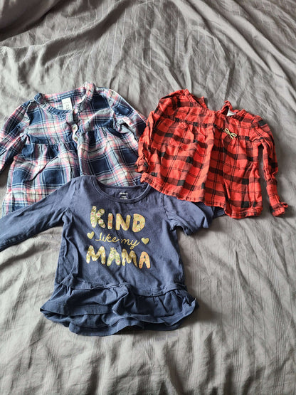 Carters 24 month long sleeve shirts 3 pcs, Kids 24 Month (18-24M)