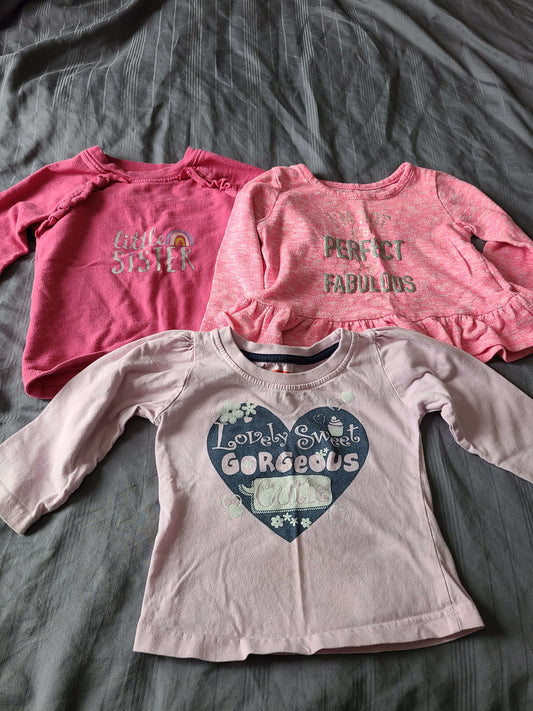 24 month pink long sleeve shirts 3 pcs, Kids 24 Month (18-24M)