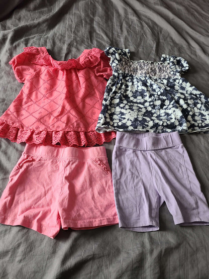 24 month short sleeve and shorts bundle 4 pcs, Kids 24 Month (18-24M)