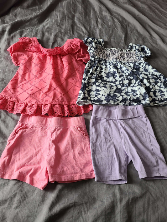 24 month short sleeve and shorts bundle 4 pcs, Kids 24 Month (18-24M)