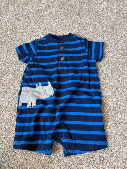 Striped blue short onesie, Kids 3 Month (0-3M)