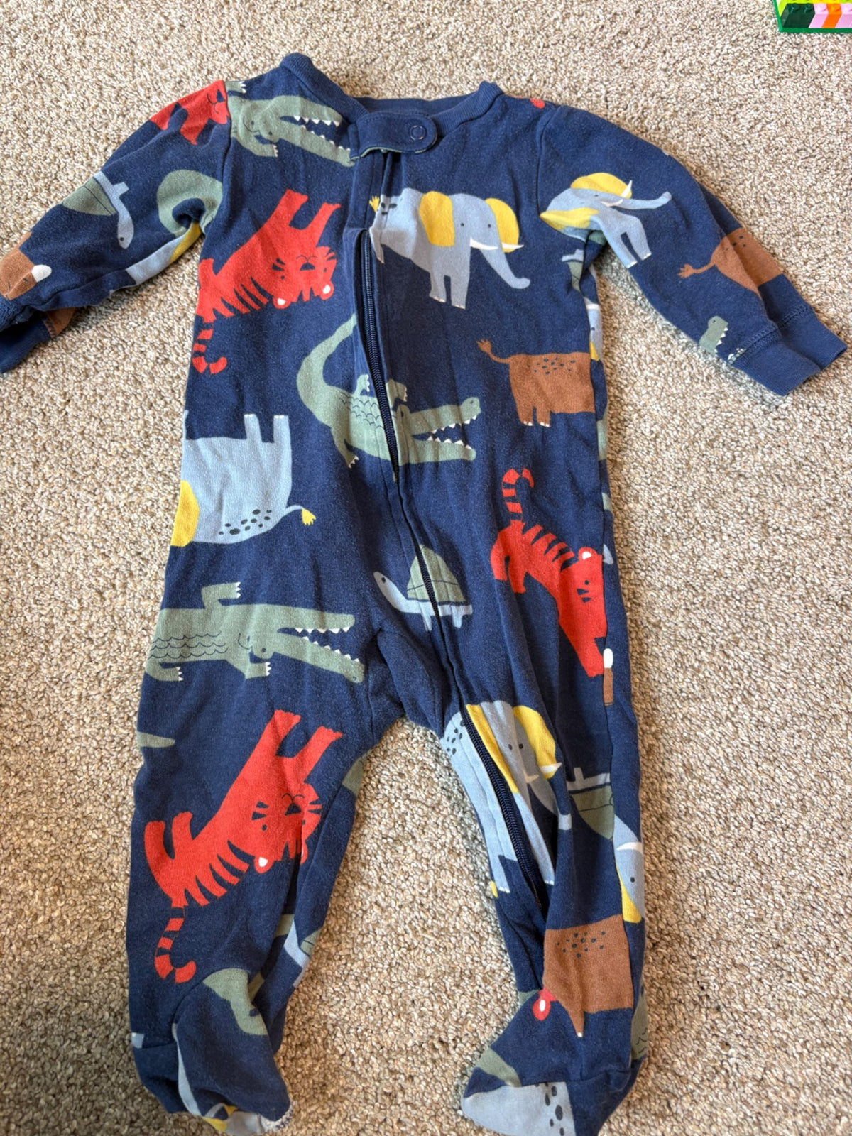 Navy animal footie pajamas, Kids 9 Month (6-9M)