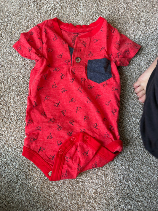 Red Palm Tree Onesie, Kids 3 Month (0-3M)