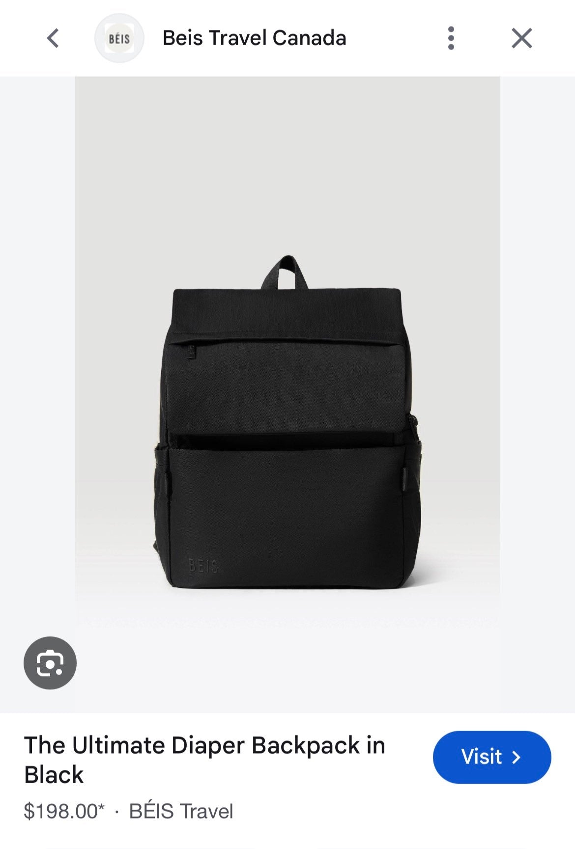 BEIS “The Ultimate Diaper Bag” in Black ($266 MSRP)