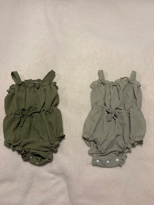 Sage and green romper, Kids 6 Month (3-6M)