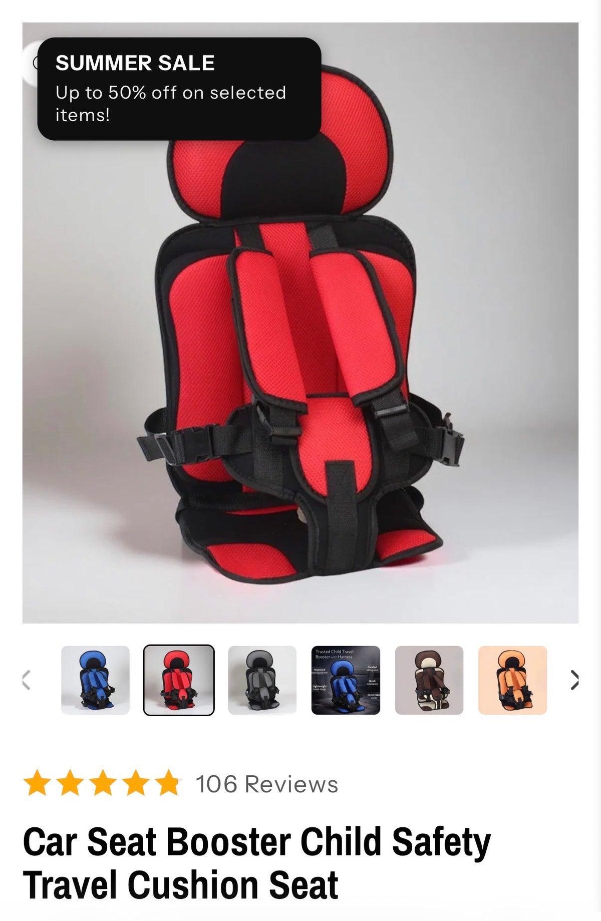 Travel car seat booster