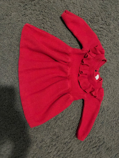 Girls 6-9mo th long sleeve knit dress , Kids 9 Month (6-9M)