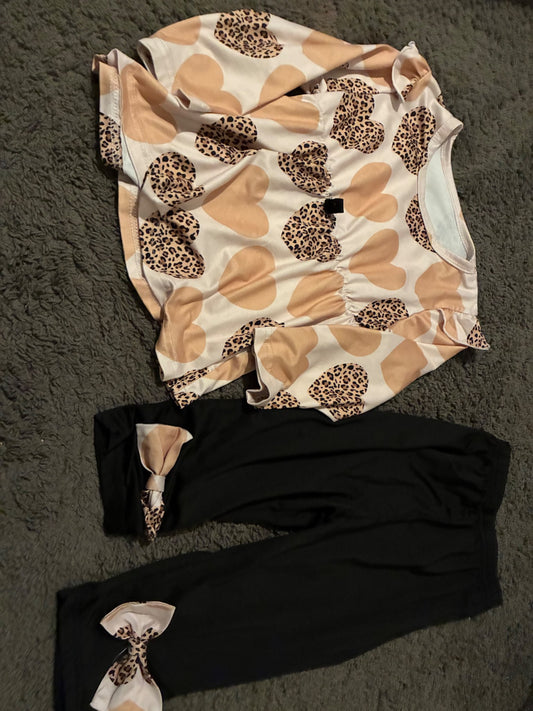 2-3T long sleeve cheeta print set , Kids 2T