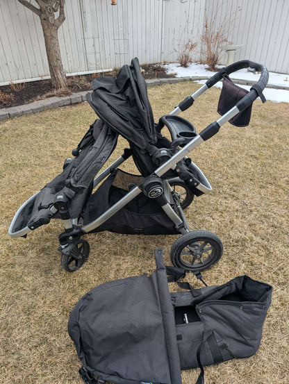 City Select Baby Jogger Double Stroller + 2nd Seat + Bassinet + Accessories