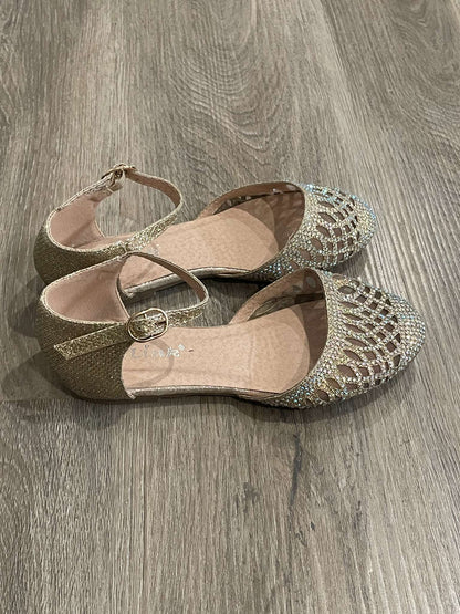 Gold Glitter Dress Shoes Size 1, Shoes 1 (Kids:4-8yr)