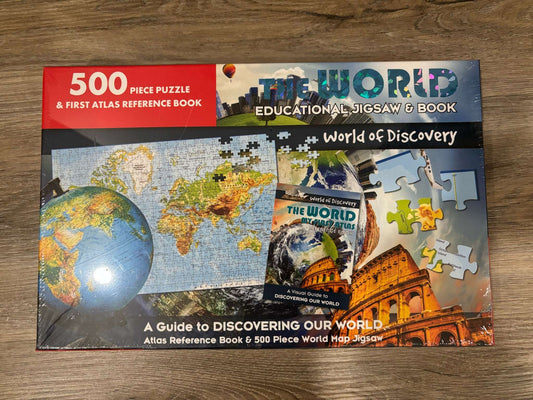 500 pc World Puzzle and Book Set - Brand New