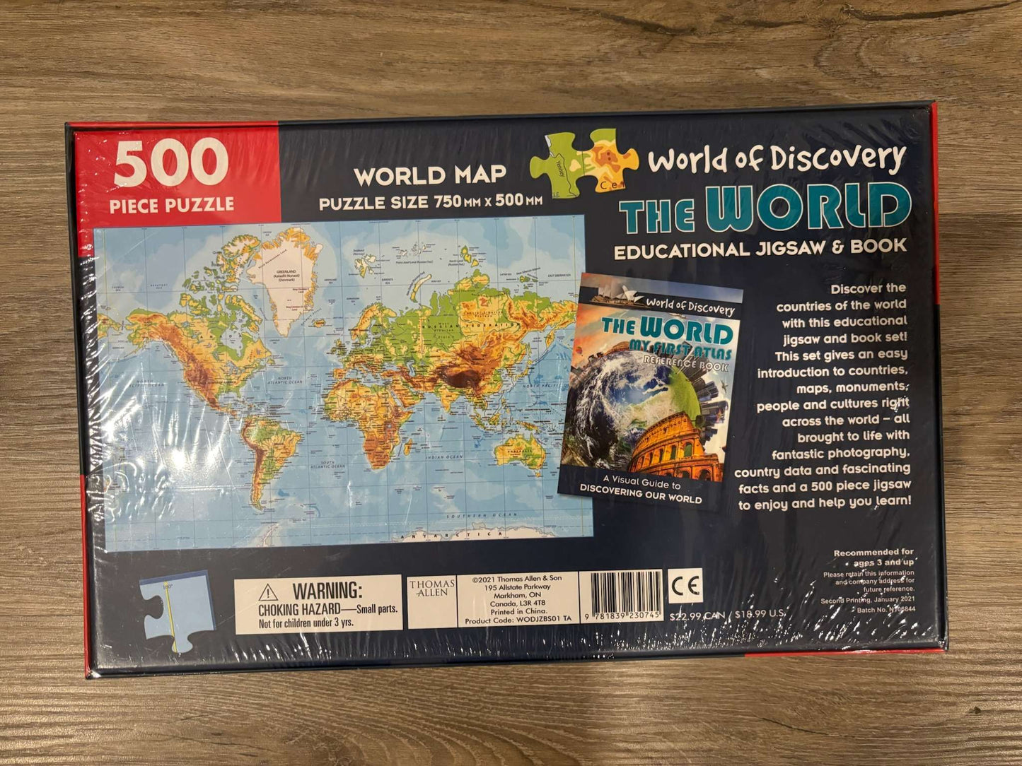 500 pc World Puzzle and Book Set - Brand New