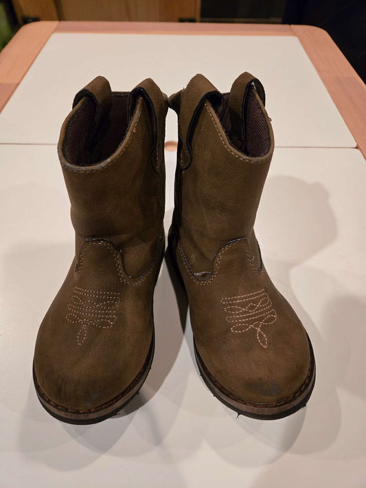 Brown "Faux" Cowboy Boots - Size 8, Shoes 8 (Toddler:2-4yr)
