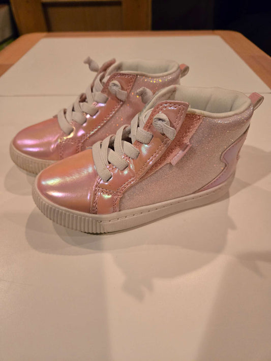 Carter's Size 8 Pink Sparkly High Top Runners, Shoes 8 (Toddler:2-4yr)
