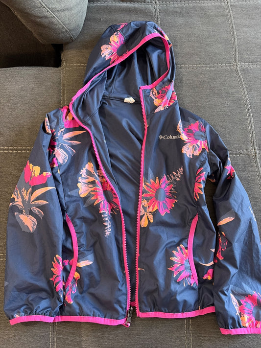 Columbia reversible lined rain coat size 7, Kids 7