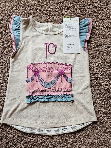 girls sleeveless top, sz 3, oatmeal, Peekaboo Beans