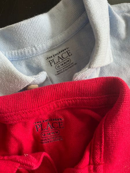 Two Children's Place Polos, red and blue,  in like new condition, 12-18 months, Kids 18 Month (12-18M)