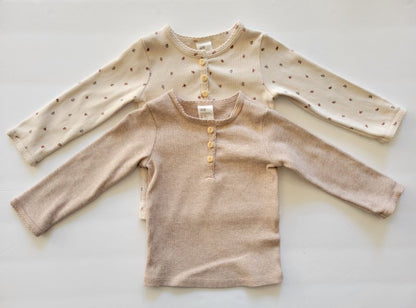 H&M. 2-pack ribbed henley, 6-9 months, like new, Kids 9 Month (6-9M)