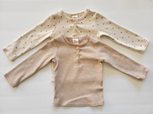 H&M. 2-pack ribbed henley, 6-9 months, like new, Kids 9 Month (6-9M)