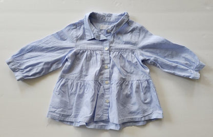 Zara flowy button up shirt, blue, 12-18 months, EUC , Kids 18 Month (12-18M)