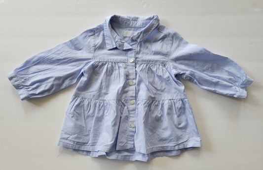 Zara flowy button up shirt, blue, 12-18 months, EUC , Kids 18 Month (12-18M)