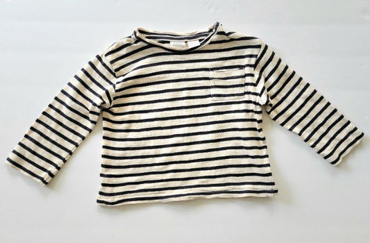 Zara, blue stripe shirt, 12-18 months, EUC