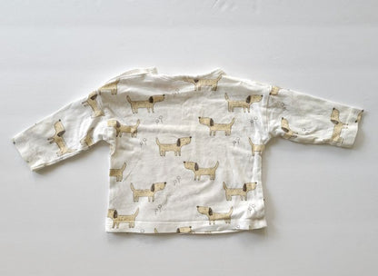 Zara dog long sleeve shirt, 1-3 months, ecru, VGUC, Kids 3 Month (0-3M)