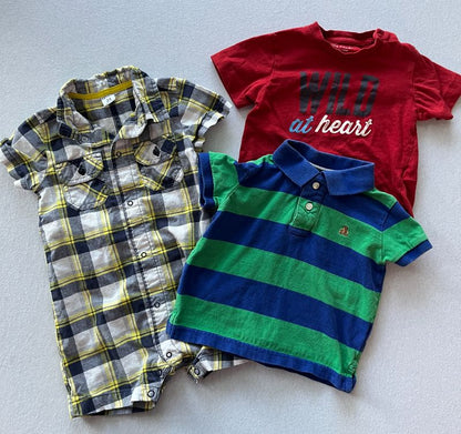 Toddler Boy Bundle, Plaid outfit and two tshirts, 18-24 months, Kids 24 Month (18-24M)