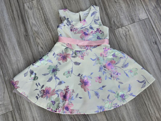 Used Floral white dress for girls, sleeveless size 3T, Kids 3T